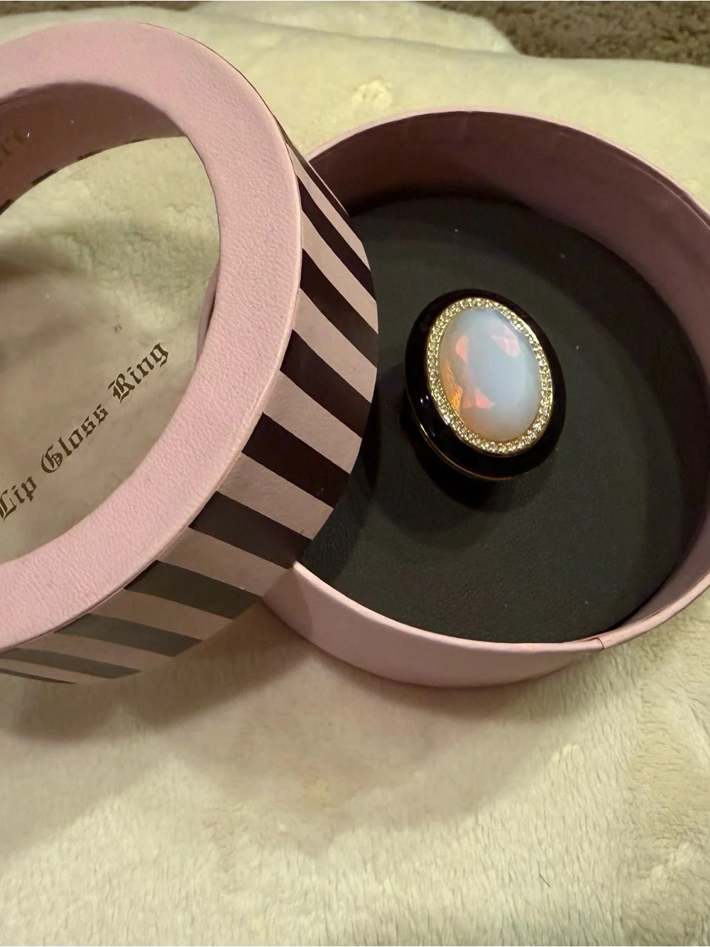 Juicy Couture Gold-Tone Opalescent Ring in Pink Box